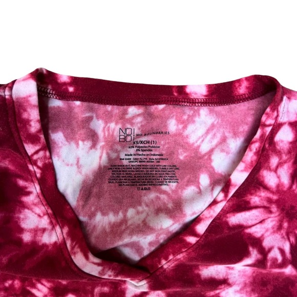 Fuchsia red and white tie die polyester shirt. XS women’s or juniors - Picture 8 of 8